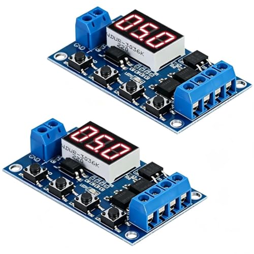RUNCCI-YUN 2 pieces DC 5V 12V 24V 36V timer relay module, trigger cycle delay timer switch on/off the relay module with LED display for Arduino