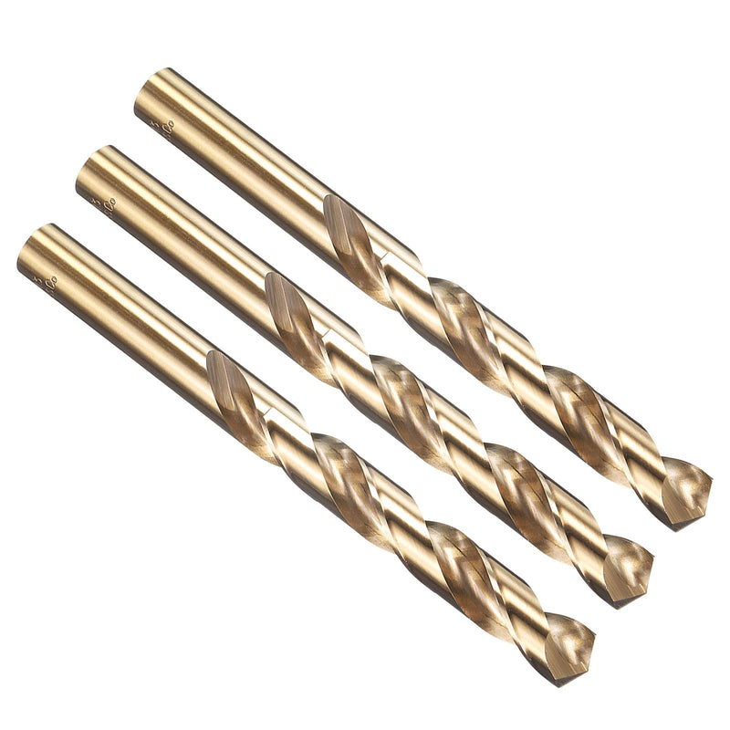 PATIKIL 17/32" Drill Bit, M35 Cobalt 5% High-Speed Steel Jobber Straight Shank 135° Gold Finish for Stainless Steel Hard Metal - 3 Pack 17/32"