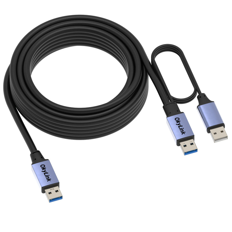 32ft(10M) Active USB 3.0/3.2 Gen 1 Data Cable A Male to A Male with Optional Power Cable & Repeater 5Gbps for Long Distance Data Transfer 32ft (10M) Black cable + Gray shell