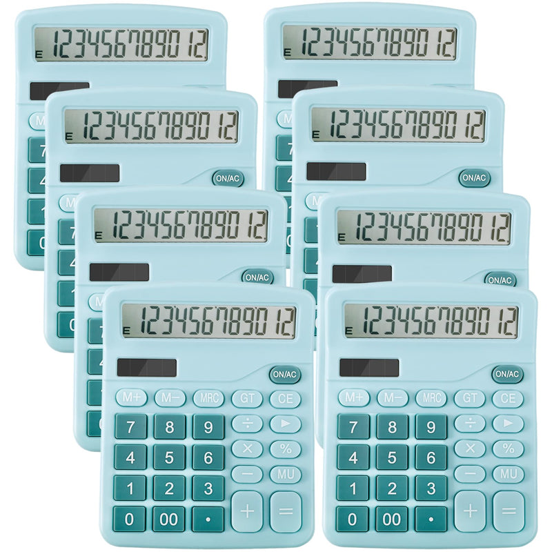 12-Digit Calculator, Desktop Calculators with Big Buttons and Large Display,Office Calculators Desktop,Solar Battery Dual Power,Desk Calculator for Office Home(Blue,8 Pack)