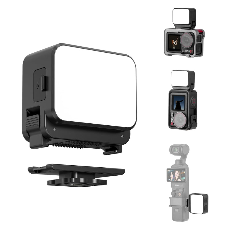 Mini Light for DJI Action Camera, Pocket 3 Fill Lighting Cold Hot Shoe LED Vlogging Light Attachment for DJI OSMO Pocket 3 Action 5 Pro 4 3, for GoPro Accessories