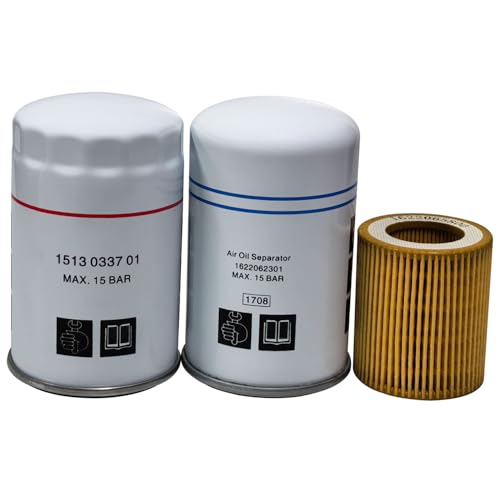 2901086501 Filter Kit Compatible with GX2 GX3 GX4 GX5 Compressor Replacement Parts 1622062301 Oil Separator+1513033701 Oil Filter+1622065800 Air Filter