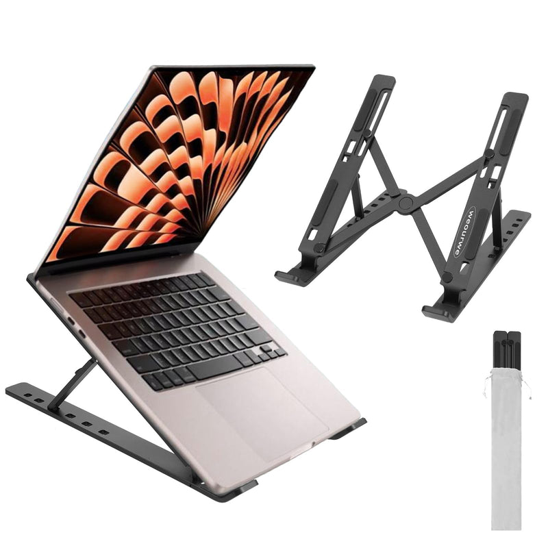 Ergonomic and Foldable Laptop Stand for Desk, Adjustable Riser, Fits All Laptops and Notebooks up to 17,Ultra-Thin,Ventilated Cooling,ABS+Silicone,Black. black