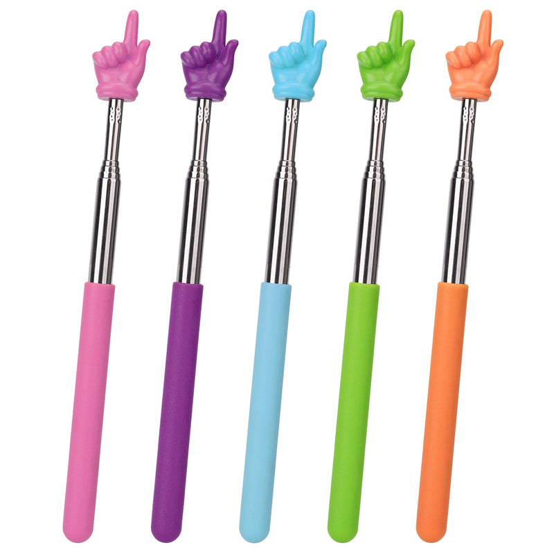 Extendable Finger Pointer Stick, School Collapsible Telescoping Long Hand Pointing Stick, Classroom Must Have Supplies Essentials, 5 Pack