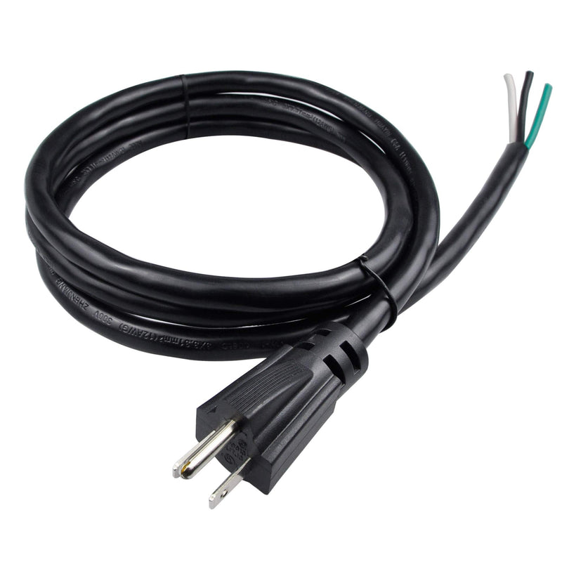 10ft 12 Gauge 3 Prong Power Supply Cord, 110V 115V 120V Pigtail Cable, Heavy Duty Replacement, Male-to-Male for Appliance, NEMA 5-15 Plug US SJT 12AWG (12/3), Black (10ft) 12/3 10ft