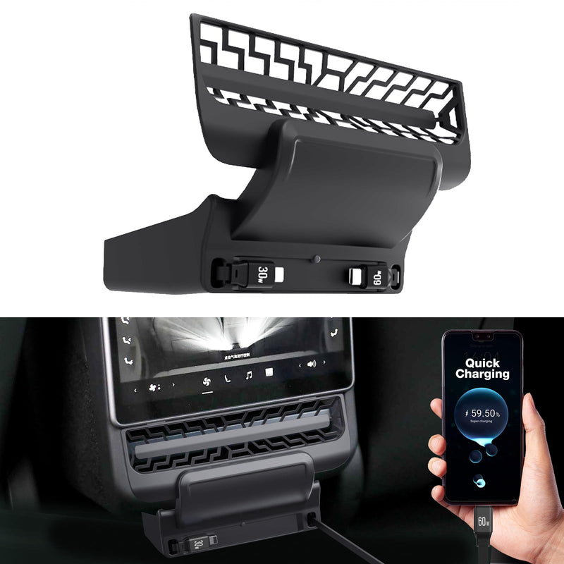 Retractable Center Console USB Hub for Model 3 Highland 2024 / Model Y Juniper 2025, THELIFELICIOUS Car Phone Charger Suitable for Updated Model 3/Y Accessories Fast Charging Docking Station