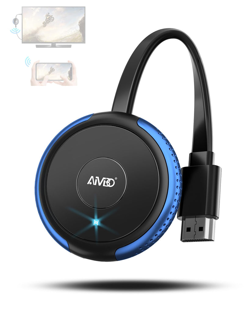 AIMIBO 4K Wireless Display Adapter 5G - Truly Plug & Play HDMI Wireless Dongle, Casting Video from Android iOS Windows MacOS Tablet Laptop to TV Monitor Projector, Support Airplay DLNA Miracast Blue 1RX