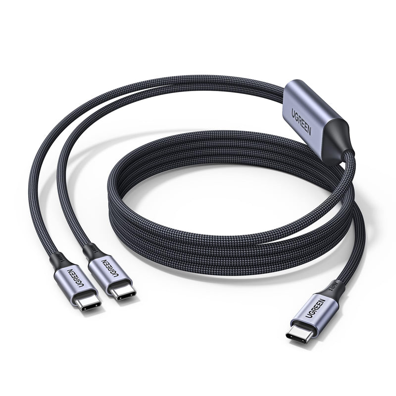 UGREEN 140W USB C Cable, 5FT 2-in-1 USB C to USB C Cable, Fast Charging for iPhone 17/17 Pro Max/16/15 Series, Galaxy S25/S24/S23 Series, MacBook Air/Pro, iPad Pro/Air, Steam Deck, and More
