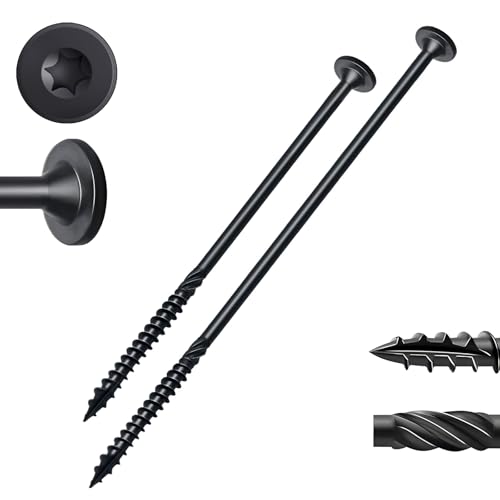 6 Inch Deck Screws 50Pcs + 8 inch Deck Screws 50pcs, Rust Resistant Timber Screws for Timber/Log/Landscaping Wood, T30 Star Bit