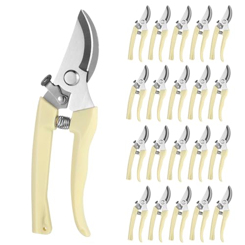 20 Pcs Pruning Shears for Gardening, Beige Garden Clippers Handheld Heavy Duty Plant Scissors Bypass Pruning Shears for Gardening Yard Hedge Flowers Tree Trimming Plant Cutter