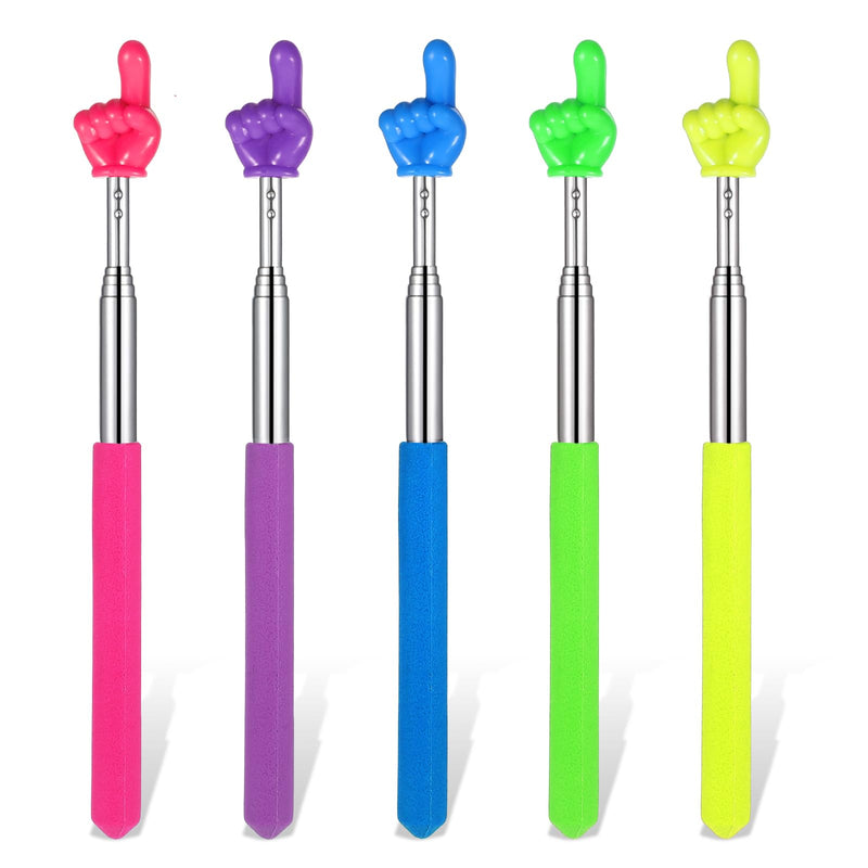 5Pcs Finger Pointer Stick Retractable Hand Pointer Stick, Extendable Pointing Sticks, Colorful Student Finger Pointing Sticks, Telescoping Hand Pointers for Teacher, Classroom, Reading Presentation