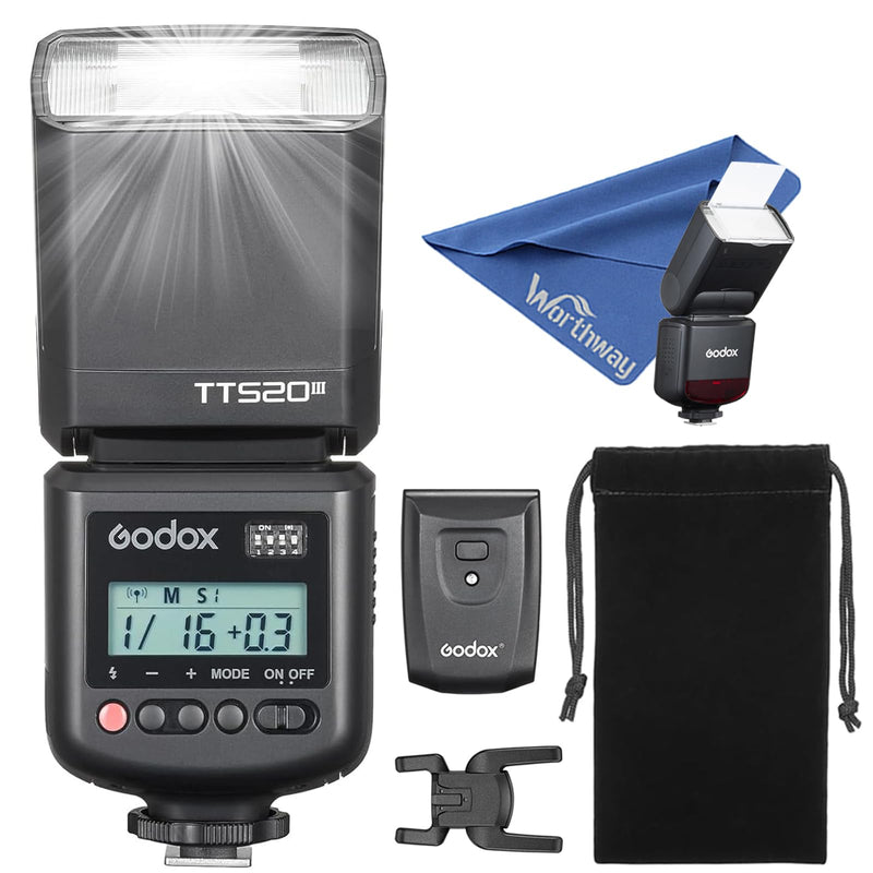 Godox TT520III Universal Hot Shoe Flash - Manual Flash with RT-16 Wireless Transmitter,Compatible for Canon Nikon Sony Pentax Olympus Fuji Panasonic Camera(GODOX TT520II Upgraded Version)