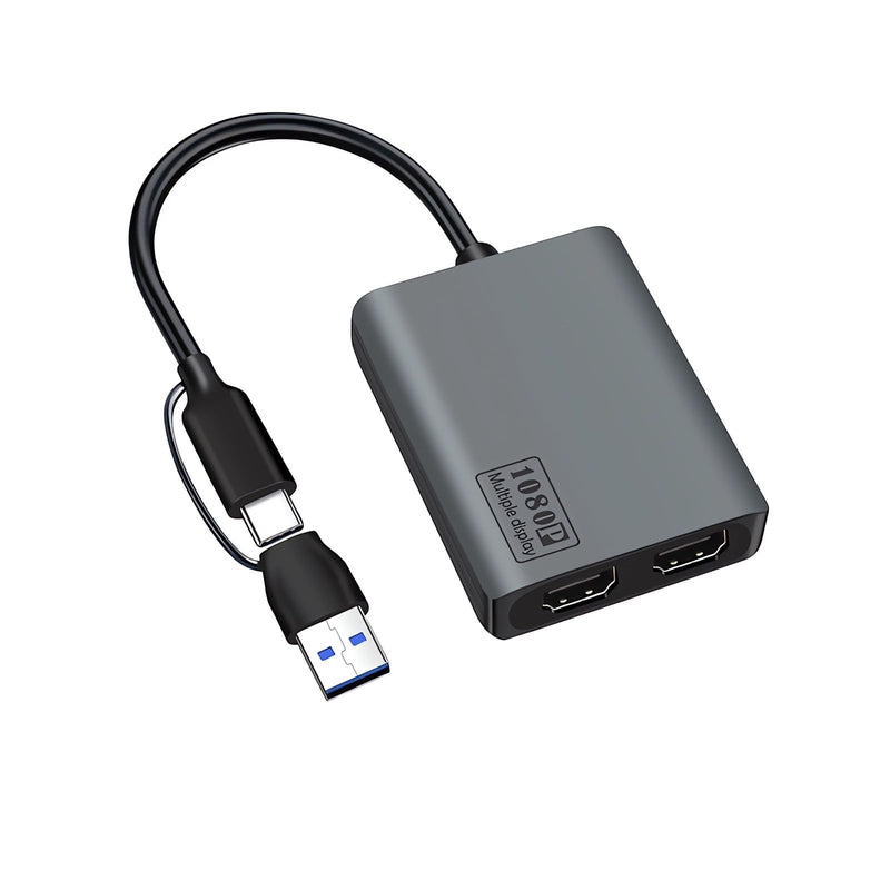 USB C/A 3.0 to Dual HDMI Adapter,MST USB C/A 3.0 to 2X HDMI Monitor Converter, HDM I Splitter for Dual Monitors, Support 3 Different Screens (Extend & Mirror) for Windows & Mac USB C/A 3.0 to Dual HDMI Adapter