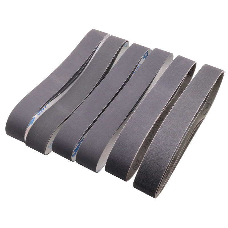 18 Pack 1-1/2 x 30 Inch Silicon Carbide Sanding Belts, 3 Each of 120 240 400 600 800 1000 Grits Sander Belts for Knife Sharpening, Metal & Woodworking, 1.5 x 30 Sanding Belts 1-1/2x30 inch