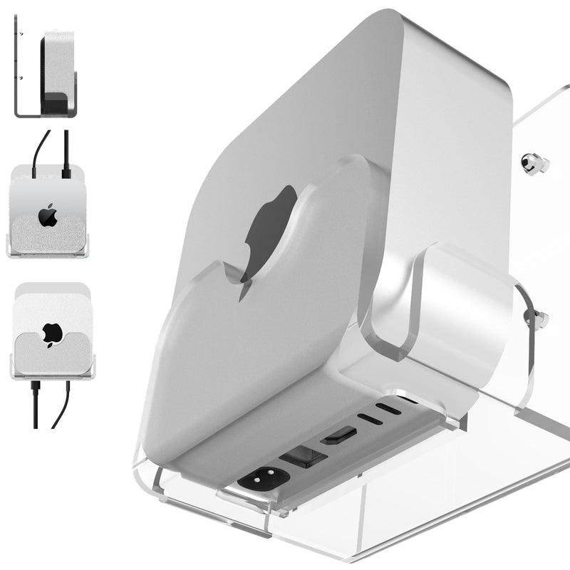 Acrylic Wall Mount for Mac mini M4/M4 Pro,Wall Holder Desktop Accessory (Transparent White) Transparent White