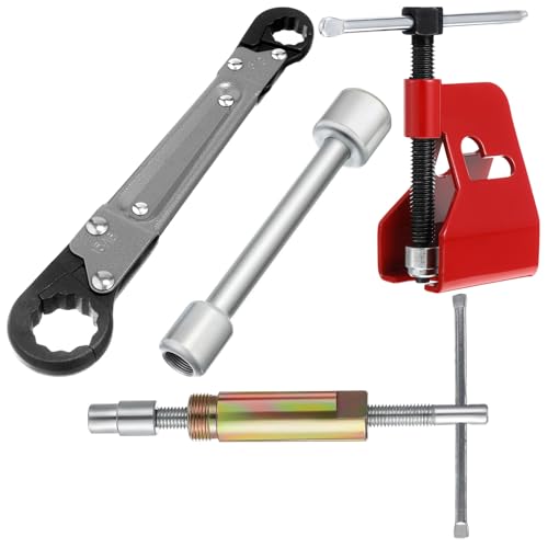 4 Pcs Angle Stop Wrench Kit Plumbing Tool, Olive Ring Removal Tool with Diameter of 1/2", 3/4", Compression Sleeve Puller for 1/2" Compression Fitting, Install Angle Stop Nut(Ferrule,Grey) Ferrule Grey