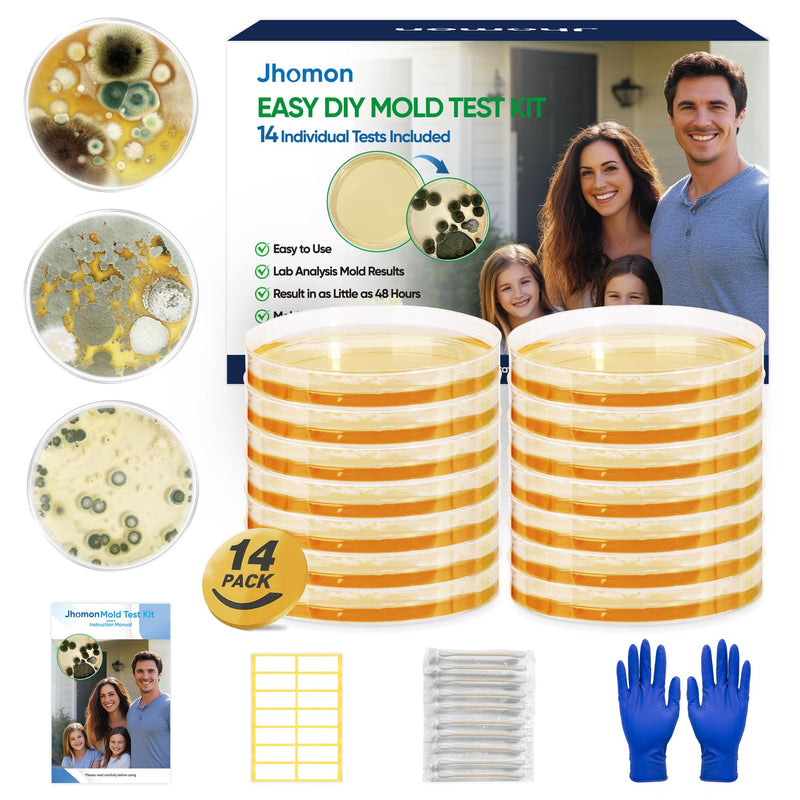 Mold Test Kit for Home, 14 Simple Mold Detectors with Detailed Mold Identification Guide, DIY Mold Testing Kit for Home Surfaces & Indoor Air Quality & HVAC & Car, Results in 48 Hours, 14PCS