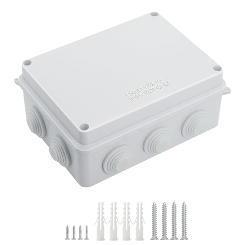LeMotech ABS Plastic Dustproof Waterproof IP65 Junction Box Universal Electrical Project Housing White External Dimensions 150 x 110 x 70 mm (Pack of 1) 150 x 110 x 70 mm (1 Stück)