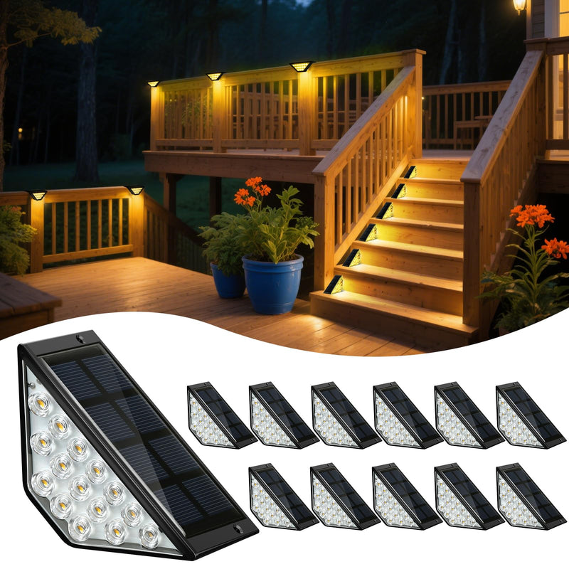 Solar Step Lights for Outside, Solar Stair Lights Outdoor Waterproof, Deck Step Lights for Fence, Patio, Yard, Porch, Front Door, Sidewalk, Garden, Patio Decor (Warm White,12 Packs) 12