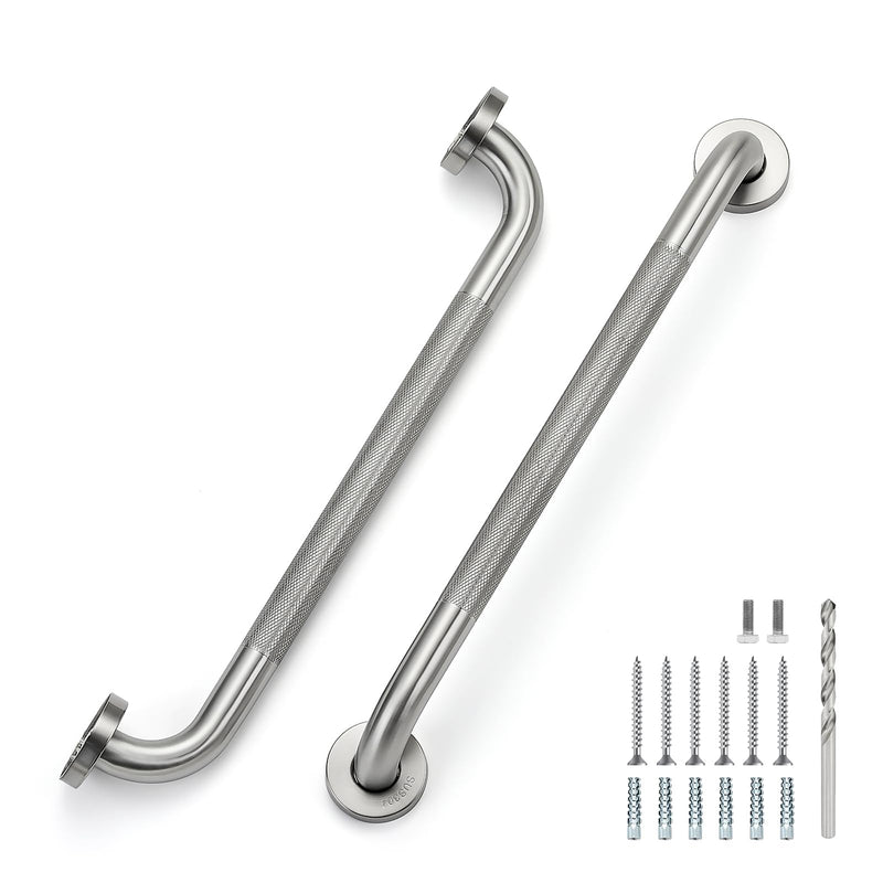 18 Inch Grab Bars for Shower, Stainless Steel Safety Handicap Grab Bars for Bathroom, Anti-Slip Shower Handle, Wall Mounted (2 Pack, Brushed Nickel) 18 Inch
