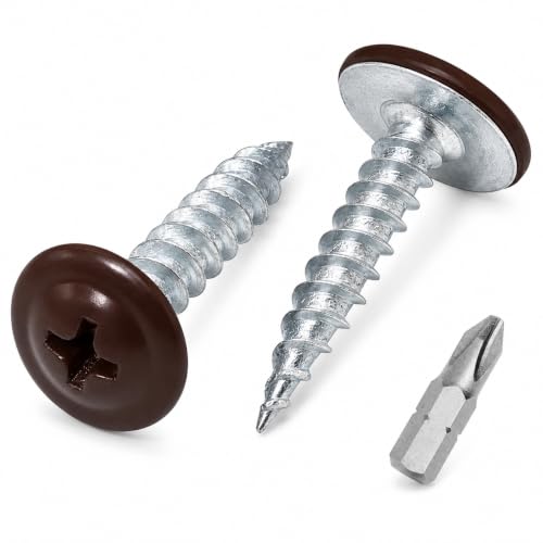 (Pack of 300) Painted 1-21/32" x 3/4" (4.2 x 19 mm) Wood Screws, Self Tapping Metal Screws, Modified Truss Head, Wafer Head, Chocolate Brown RAL 8017 1-21/32" x 3/4" (4.2 x 19 mm)