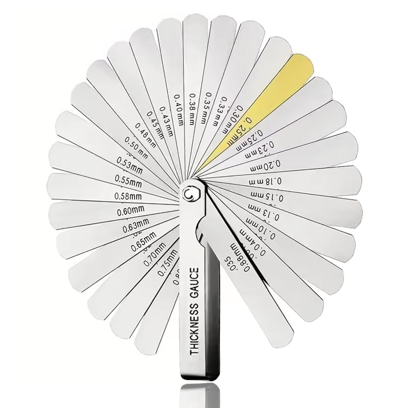 32 Blades Feeler Gauge 0.04-0.88mm Stainless Steel Feeler Gauge Valve Game | 0.04-0.88mm (0.0015-0.035"), Imperial and Metric Feeler Gauge Tool for Measuring Gap Guitars, Spark Plugs