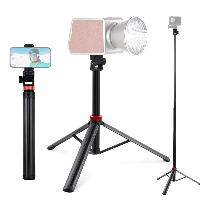 Durable Aluminum Tripod, 81" Adjustable Light Stand & Camera/Phone Tripod with Phone Mount, 1/4" Screw for DSLR, Smartphone, Video Lights - Photography, Vlogging, Live Streaming and Travel