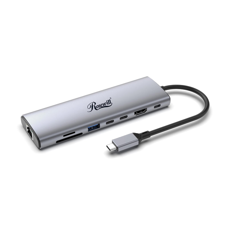 Rosewill 8-in-1 USB-C Hub with 4K HDMI 2.0, 10Gbps USB-A Ports for MacBook, Dell XPS, ThinkPad, HP Laptops – RHUB-M8