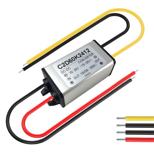 Voltage Converter 24 V to 12 V 5 A, DC DC Converter 24 to 12, Voltage Limiter 12, Step Down Power Supply Buck Converter (15-36 V)