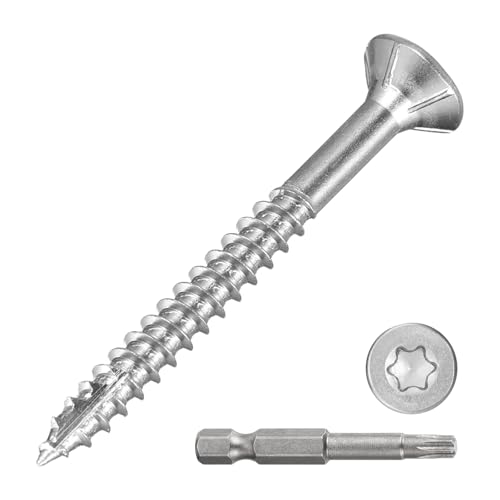 METALLIXITY 500Pcs #8x1-5/8 Deck Screws Kit Wood Screw SS410 Silver #8x1-5/8" 500