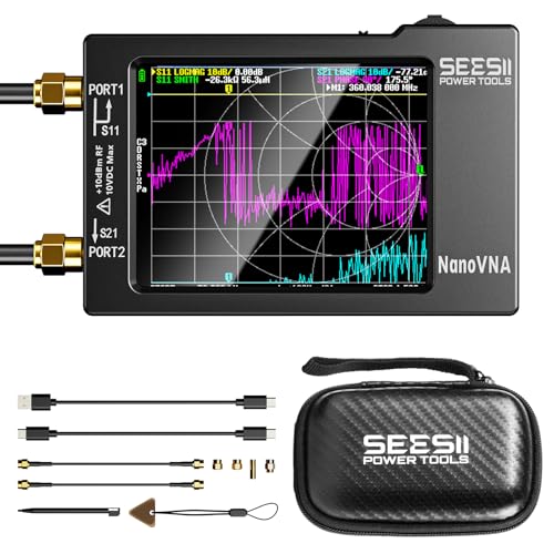 SEESII NanoVNA-H Antenna & Vector Network Analyzer 9KHz-1.5GHz with 2.8" EVA Protective Case, Waterproof & Shockproof, Measures S-Parameters, SWR, Phase, Delay, Smith Chart, HW3.7 Color: NanoVNA-H with 2.8" EVA Case