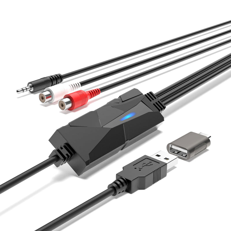 DigitalLife USB C Audio Capture Card, Analog to Digital Converter with RCA & 3.5mm Inputs, Transfer Cassette Tapes & Other Audio Devices to MP3, Compatible with Windows 11, macOS & Linux