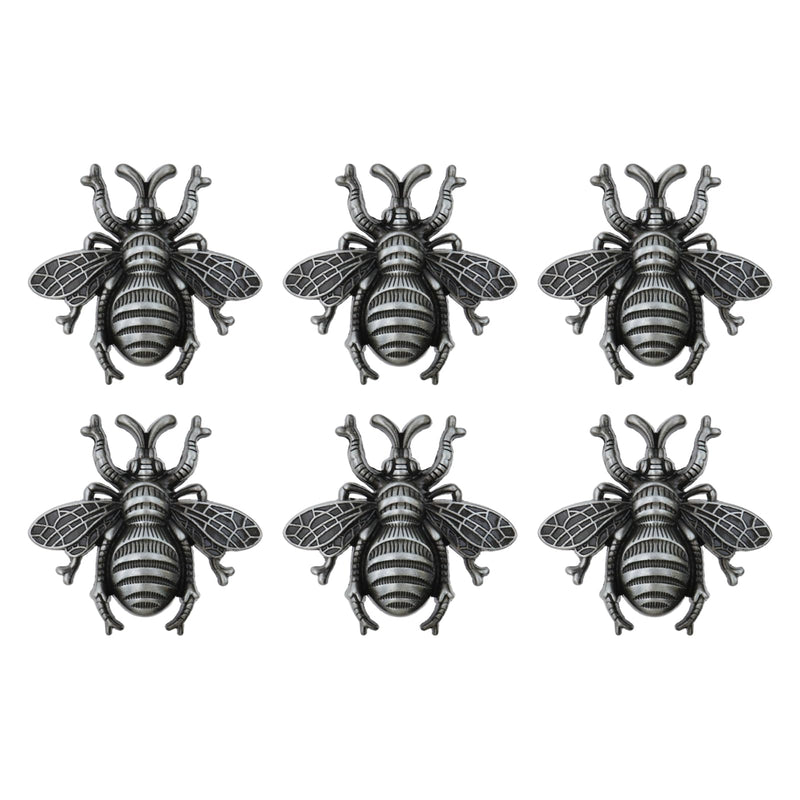 HEVSTIL 6 Pack Bee Shape Cabinet Knob,Nature Theme Single Hole Pulls Vintage Matte Gold Pewter Cabinet Knobs for Cabinet Dresser Knobs Furniture Door,Pewter