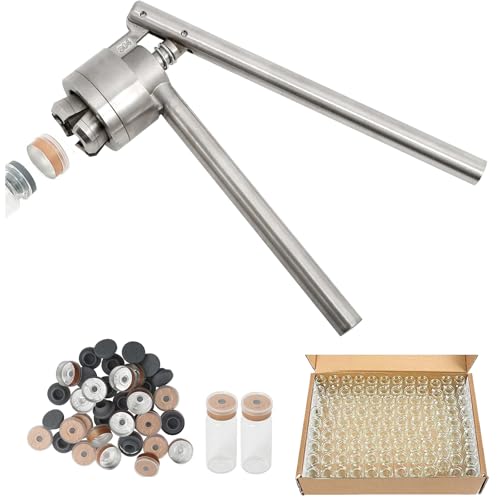 HighFree Flip Vial Crimper + 100 Pcs Glass Vials (13mm with 3ml Vials) 13mm with 3ml Vials