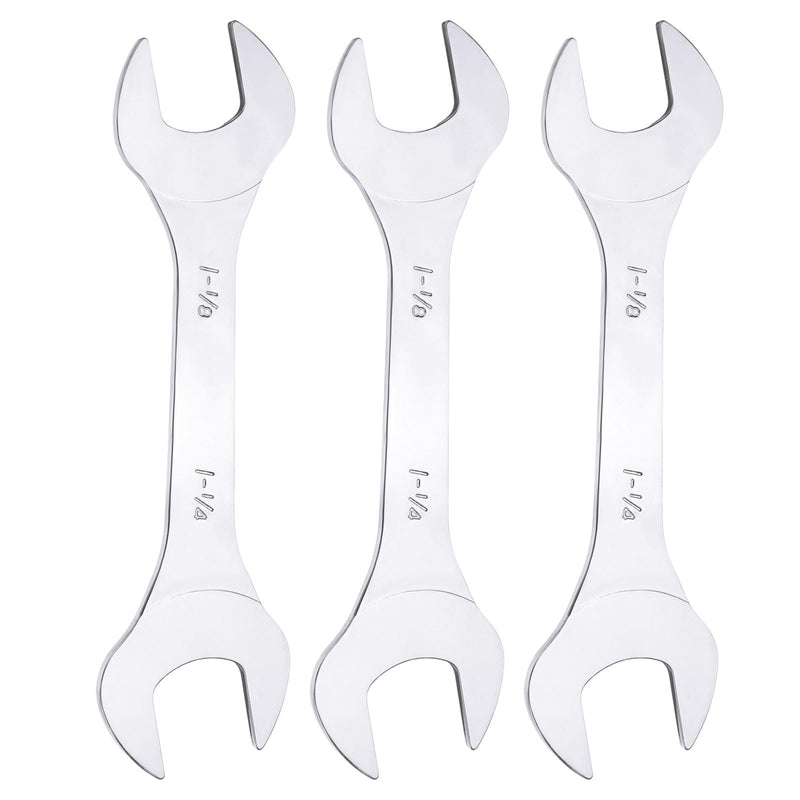 HARFINGTON 3pcs Double Open End Thin Wrench Set 1-1/8" × 1-1/4" SAE Super Thin Small Flat Head Wrench Mirror Polished Open Ended Spanner for Automotive Repair Furniture Assembly 1-1/8" × 1-1/4"