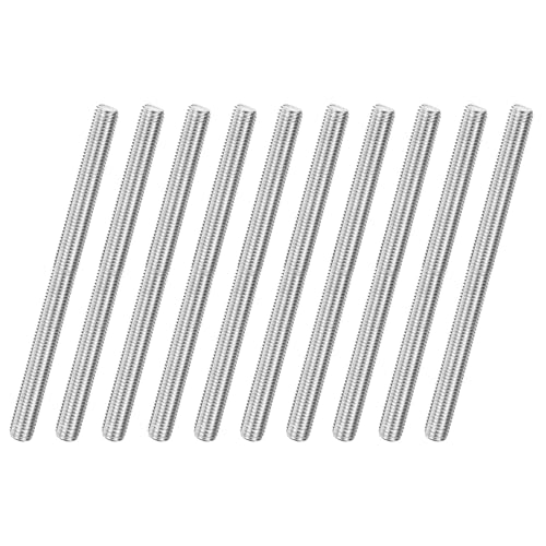 M METERXITY 10-Pack Fully Threaded Rod, M10x150mm 304 Stainless Steel Right Hand Thread Bar Studs for Furniture Anchor Bolts/Clamps/U-Bolts, Metric Threaded Screw
