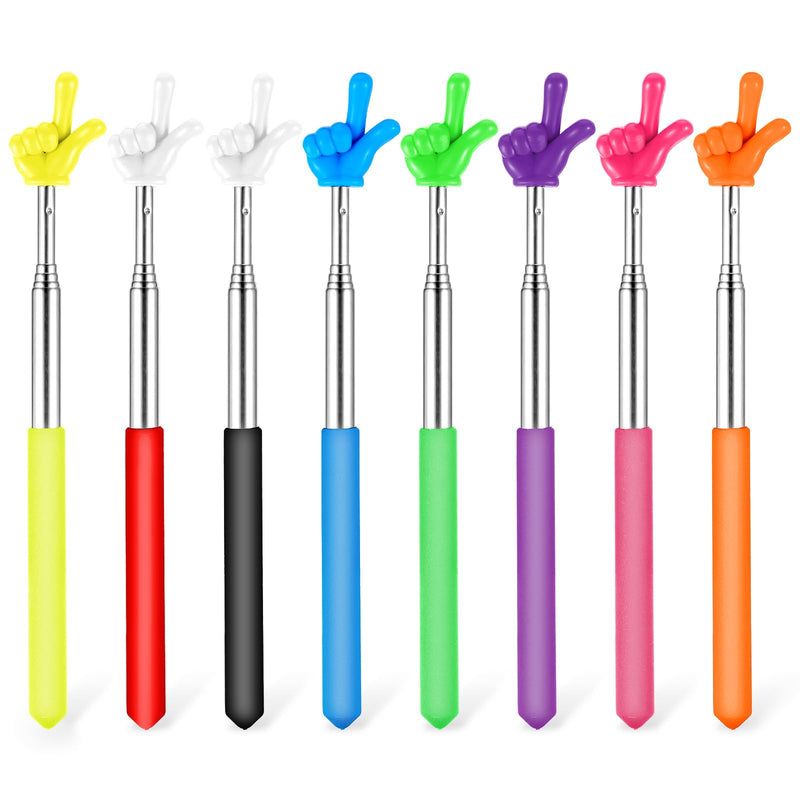 8 Pcs Telescopic Teachers Pointer, Extendable Hand Pointer Stick, Mini Classroom Finger Stick for Elementary School Kindergarten and Teacher Supplies Interactive Learning 8 Colors