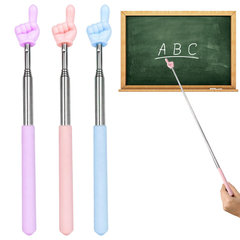 3 PCS Telescopic Pointer Finger Stick,Classroom Finger Pointer Stick Pointers,Kids Reading Finger Pointer Stick,Collapsible Finger Pointing Stick,for School Kindergarten Elementary,Classroom Supplies