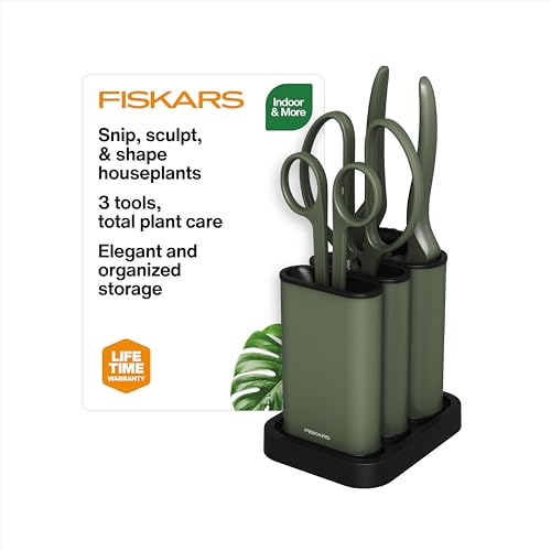 Fiskars Indoor Plant Care 3-Piece Set, Precision Gardening Tools, Green