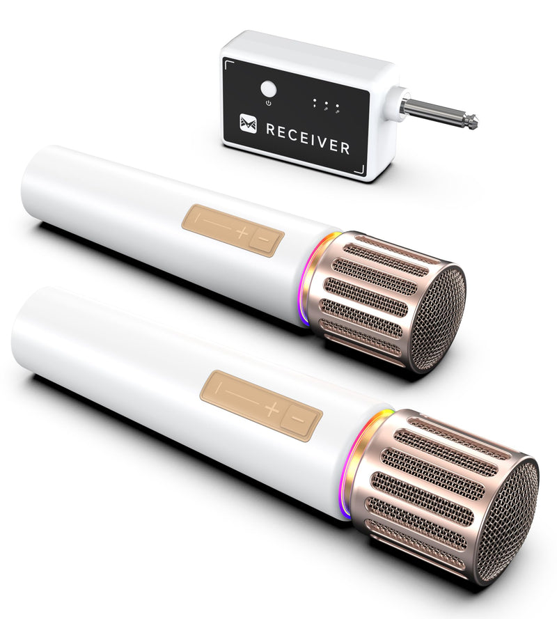 Wireless Microphones, Microphone with One-to-One Chip Connection, Controllable LED Lights, 40H Duration, 200FT Range Free Sing, Volume Control Microphone for Singing, Speech, Home Party, Youtube
