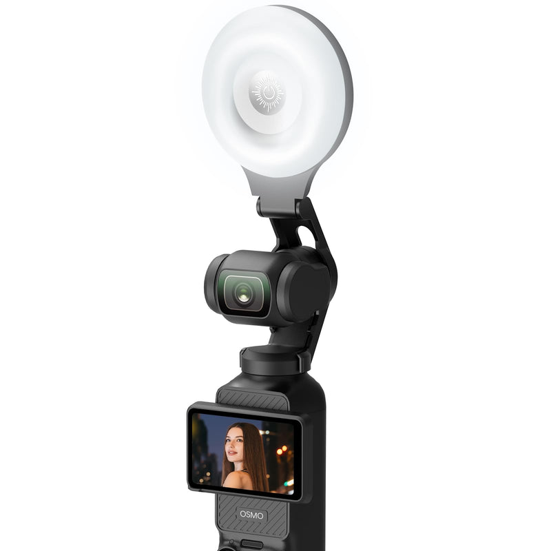LED Light for DJI OSMO Pocket 3 Accessories, Auto-Follow Gimbal Selfie Vlog Video Auxiliary Fill Lighting, CRI≥95, 3-Color Temp 2500-9000K Brightness Adjustable, 2W USB-C (Black)