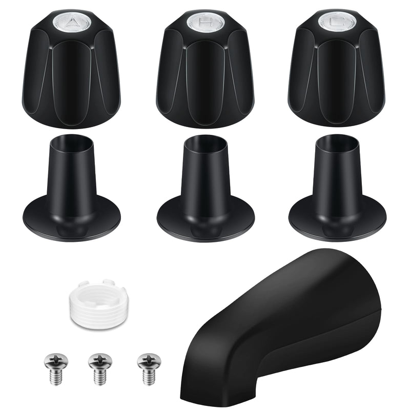 Tub Shower Trim Kit, Matte Black 3 Piece Shower Knob and Bath Tub Spout, for Price/Pfister Verve 3 Handles and Tub Shower Faucet, for 1/2'' Pipe MALE Thread Connection, 3/4'' IPS Pipe Inside Thread