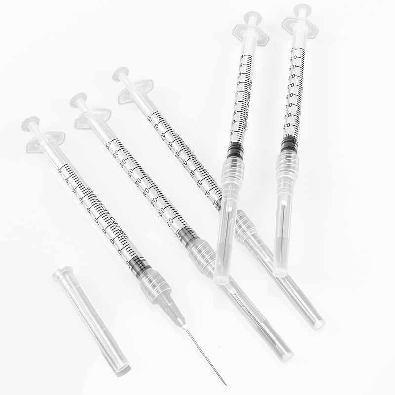 100pack-1ml Luer lock Syringes with 27Ga(0.5inch)Needles, Individually Packaging Disposable Plastic Syringes and Needles for Scientific Labs, Industrial, Animal and Pet Supplies (1ml27ga100pack) 1ml27ga100pack