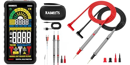 KAIWEETS KM602 Smart Multimeter Rechargeable Electrical Tester with Auto Ranging and KAIWEETS KET20 Silicone Multimeter Test Leads with Gold-Plated Probes