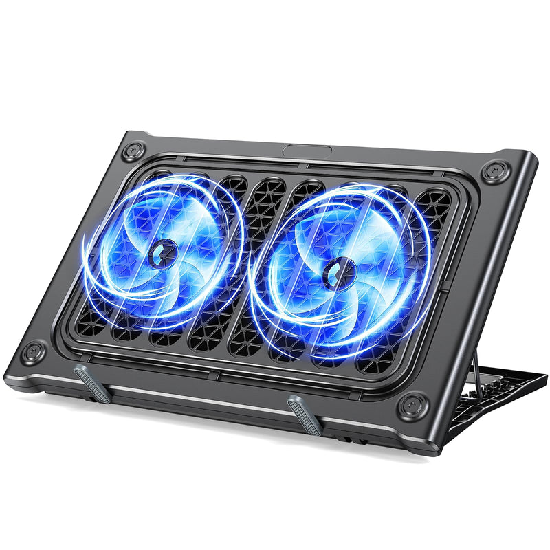 Laptop Cooling Pad Stand, Laptop Cooler with 2 Silent Fans for 10-15.6 Inch Laptops,6 Levels of Height Adjustable Wind Speed with 2 USB Ports (Black) Black