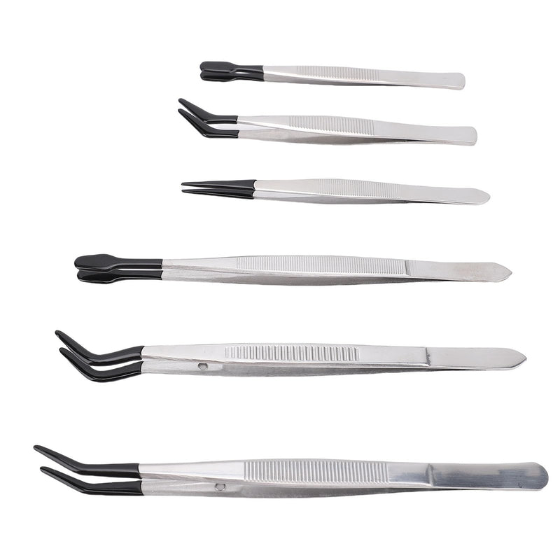 6pcs Tweezers with Rubber Coated Set, Multifunctional False Eyelash Tweezers for Jewellery Collectors for Stamp Collection, Electronics, Electronics