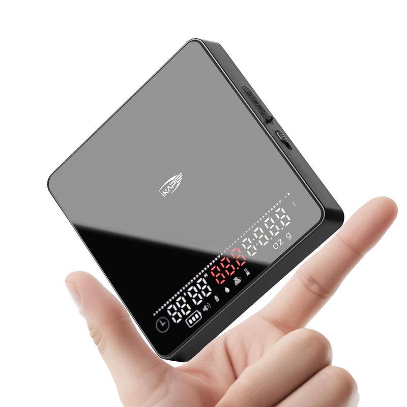 IKAPE Professional Coffee Scale with Timer, 2kg/0.1g High Precision Digital Scale, 4 Modes (Espresso/Pour Over Brew Ratio), LED Display, Auto-Tare, for Kitchen, Cooking, Espresso, Pour Over Coffee Black