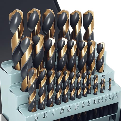 BeHappy 29Pcs Cobalt Drill Bit Set, 135 Degree Tip High Speed Steel with Black and Gold Finish, Stainless Steel, Plastic and Wood with Metal Indexed Storage Case 1/16"-1/2" 4341-29pcs