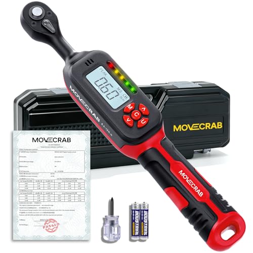 1/4" Digital Torque Wrench, 0.6-12 N.m / 0.4-9 Ft.lb, ±2% Accuracy 1/4" 0.4-9 Ft.lb (0.6-12 N.m) Red