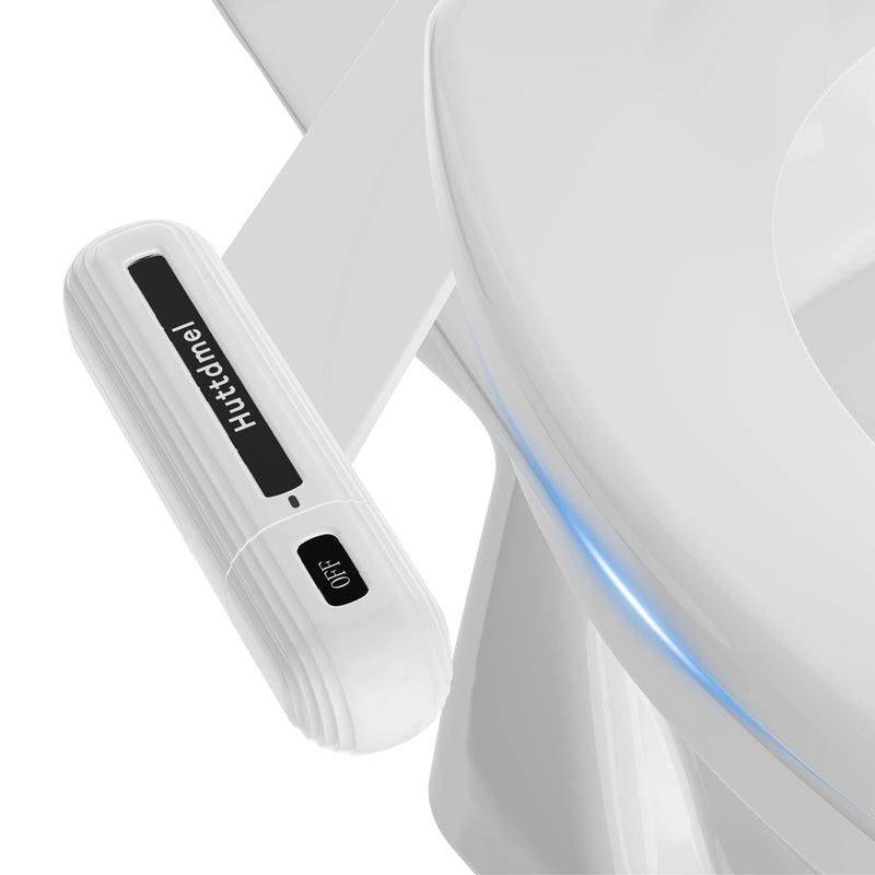 Huttdmel Ultra-Slim Bidet Attachment for Toilet, Non-Electric Dual Nozzle (Rear & Feminine Wash), Adjustable Fresh Cold Water Pressure, Stainless Steel Inlet, Easy to Install(Black & White) Black